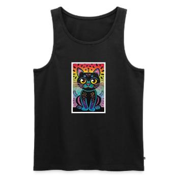 Chat mignon Pop Art Art moderne - Débardeur bio Premium Homme - noir - Devant - AI Model Male 178 light (178cm)