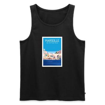 MARSEILLE ANSE DE LA FAUSSE MONNAIE - Débardeur bio Premium Homme - noir - Devant - Michal (187cm)