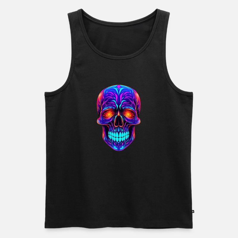 Neon Skull Psychedelisch - Männer Premium Bio Tank Top - Schwarz
