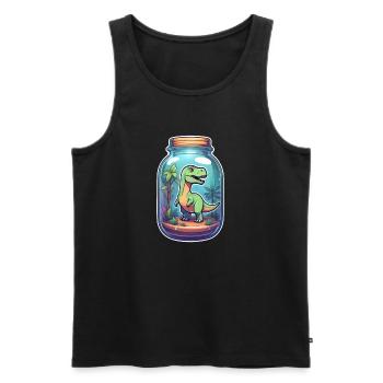 Dinosaur in a Cartoon Jar - Men's Premium Organic Tank Top - black - Front - Michal (187cm)