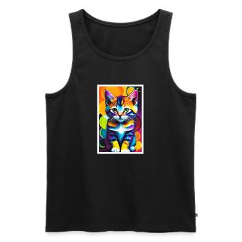 Chat mignon Pop Art Art moderne - Débardeur bio Premium Homme - noir - Devant - Michal (187cm)