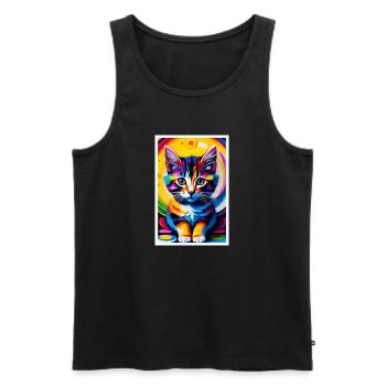 Cute Cat Pop Art Modern Art - Men's Premium Organic Tank Top - black - Front - AI Model Male 178 light (178cm)
