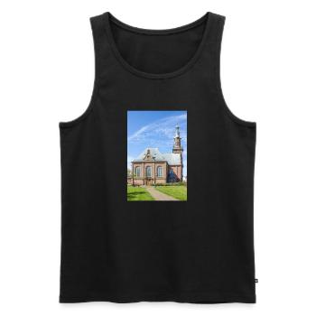 Nouvelle église (Nieuwe Kerk) à Katwijk aan zee - Débardeur bio Premium Homme - noir - Devant - Michal (187cm)