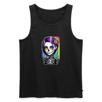 Halloween - Rock & Regenbogen - Männer Premium Bio Tank Top - Schwarz - Vorne - Michal (187cm)