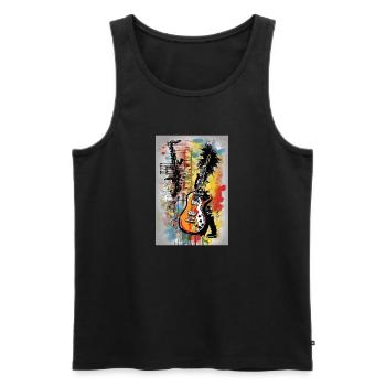 "Jazz & Rock Fusion T-Shirt" - Männer Premium Bio Tank Top - Schwarz - Vorne - Michal (187cm)