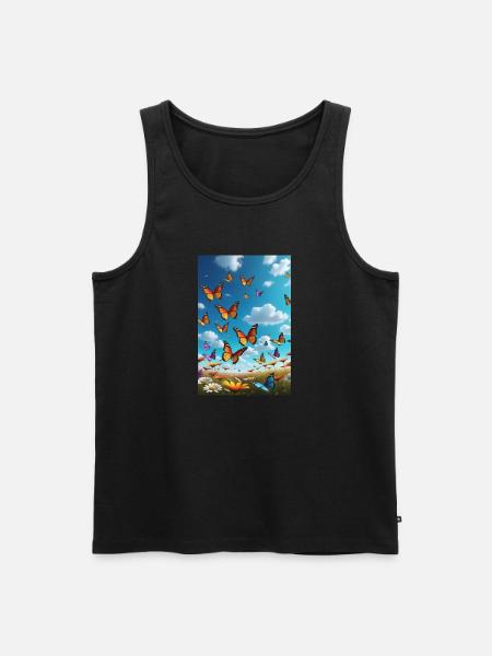Bunte Schmetterlinge - Männer Premium Bio Tank Top - Schwarz