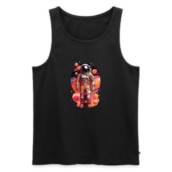 Astronaut with multiple planets - Men's Premium Organic Tank Top - black - Front - AI Model Male 178 light (178cm)
