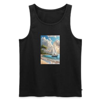 Segelyacht in einer wunderschönen Bucht - Männer Premium Bio Tank Top - Schwarz - Vorne - Michal (187cm)