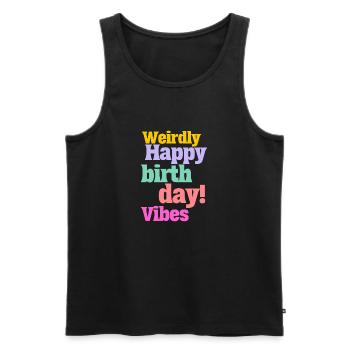 Happy Birthday Funny Retro Celebration Quote Meme - Männer Premium Bio Tank Top - Schwarz - Vorne - Michal (187cm)