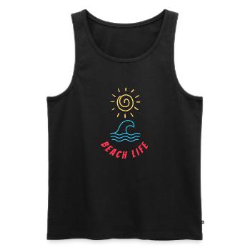 Beach Life - Men's Premium Organic Tank Top - black - Front - Michal (187cm)