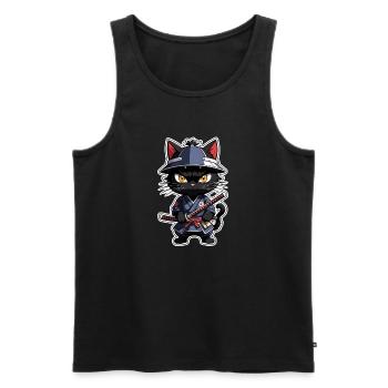 Ninja Cat - Samurai Kitten - Men's Premium Organic Tank Top - black - Front - AI Model Male 178 light (178cm)