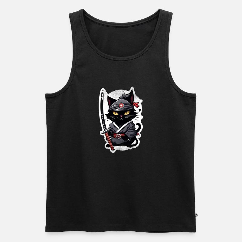 Ninja Cat - Samurai Kitten - Men's Premium Organic Tank Top - black