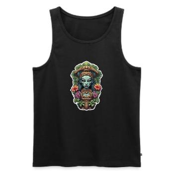 Tiki / Hawaï / Tropical / Île / Culture / Logo - Débardeur bio Premium Homme - noir - Devant - AI Model Male 178 light (178cm)