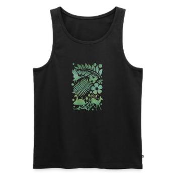Silhouettes de la nature en vert : cygne, fougère et cerf - Débardeur bio Premium Homme - noir - Devant - AI Model Male 178 light (178cm)