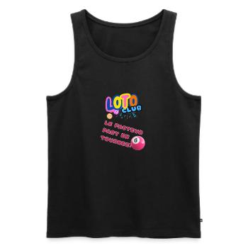 LOTO - BINGO - 6 - LE FACTEUR PART EN TOURNEE - Débardeur bio Premium Homme - noir - Devant - Michal (187cm)