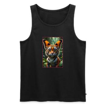 Le Tigre-Papillon - Débardeur bio Premium Homme - noir - Devant - Michal (187cm)