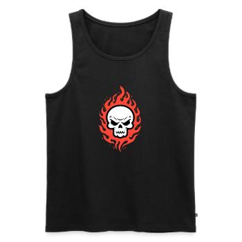 Skull in flames - Men's Premium Organic Tank Top - black - Front - AI Model Male 178 light (178cm)