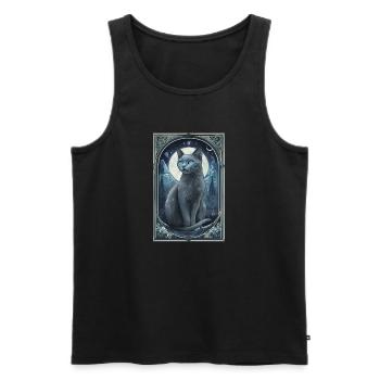 bluestar Blaustern graue Katze Mond Nacht - Männer Premium Bio Tank Top - Schwarz - Vorne - Michal (187cm)