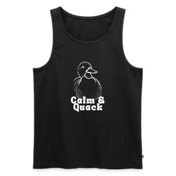 Calm and Quack - Men's Premium Organic Tank Top - black - Front - Michal (187cm)