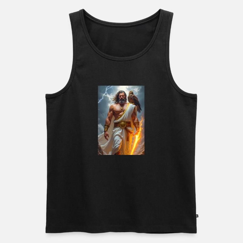 Zeus, bärtiger Gott, der einen Blitz hält, Sturm - Männer Premium Bio Tank Top - Schwarz