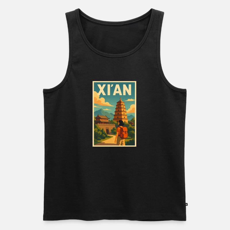 Xian Retro Poster Design - Männer Premium Bio Tank Top - Schwarz