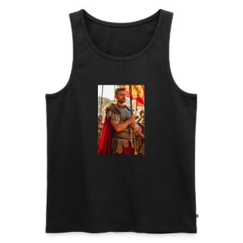 Legionary of Rome, Slavic myths whisper through an - Men's Premium Organic Tank Top - black - Front - AI Model Male 178 light (178cm)