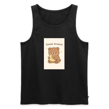 Illustration d’ours endormi kawaii - « Sweet Dreams » - Débardeur bio Premium Homme - noir - Devant - AI Model Male 178 light (178cm)