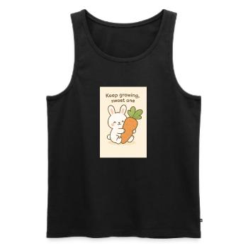 Kawaii Bunny Hugging Giant Carrot - Men's Premium Organic Tank Top - black - Front - AI Model Male 178 light (178cm)