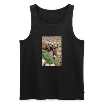 Âne dans un champ Paysage Île de Mykonos - Débardeur bio Premium Homme - noir - Devant - AI Model Male 178 light (178cm)