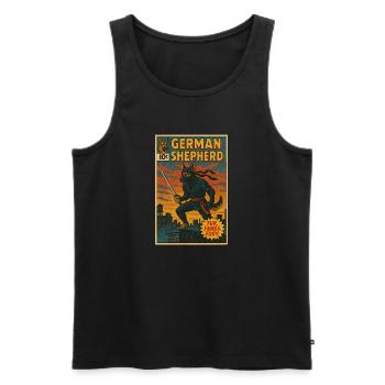 Ninja German Shepherd Comic Book Cover - Men's Premium Organic Tank Top - black - Front - AI Model Male 178 light (178cm)