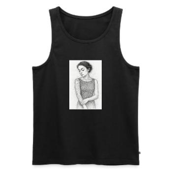 Femme noir et blanc robe omikly croquis tatouage - Débardeur bio Premium Homme - noir - Devant - Michal (187cm)