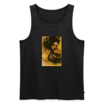 Afficherétro femme omikly déchirée pub pop art - Débardeur bio Premium Homme - noir - Devant - Michal (187cm)