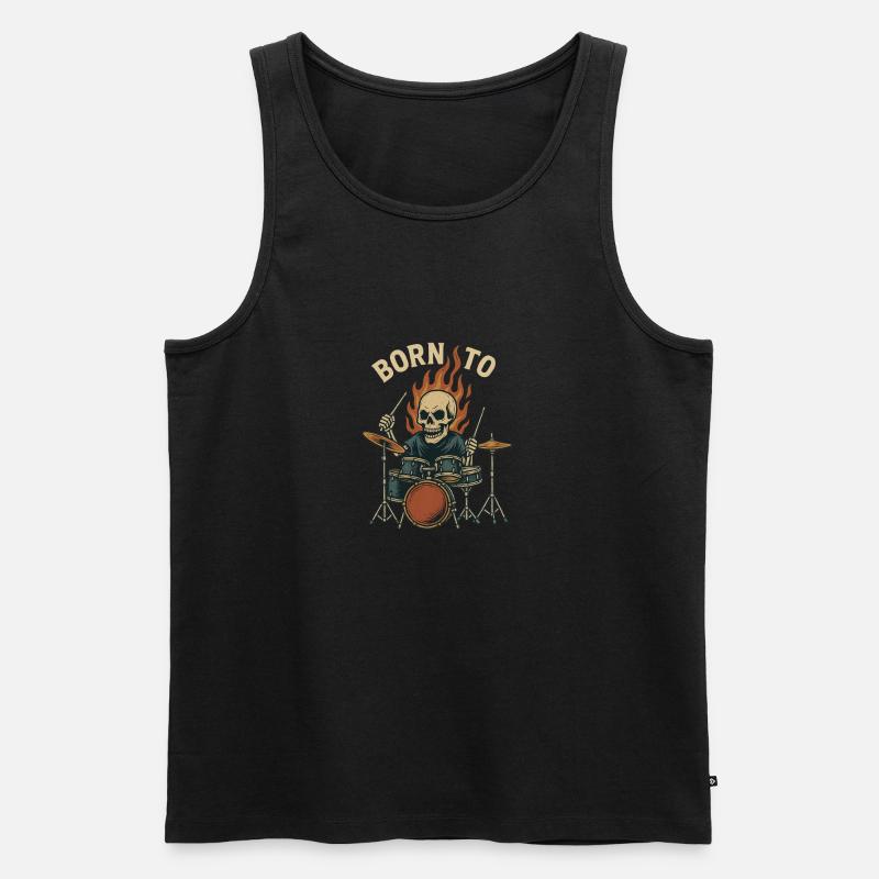 Born To Drum - Männer Premium Bio Tank Top - Schwarz