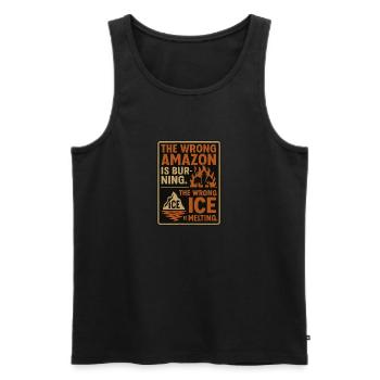La mauvaise forêt brûle. Le mauvais lce est fondu - Débardeur bio Premium Homme - noir - Devant - Michal (187cm)