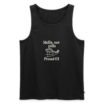 Des compétences pas des pilules – Fier ergothérapeute - Débardeur bio Premium Homme - noir - Devant - Michal (187cm)