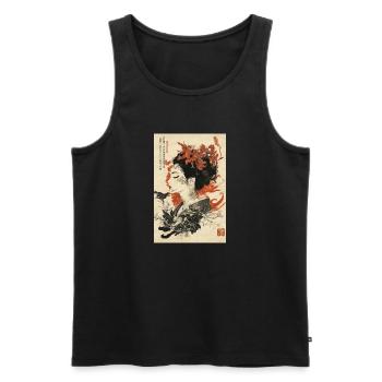 Floral Geisha Ink Art - Men's Premium Organic Tank Top - black - Front - AI Model Male 178 light (178cm)
