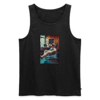 Chill Astronaut in Office - Men's Premium Organic Tank Top - black - Front - Michal (187cm)
