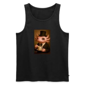 Dapper Axolotl with Coffee - Men's Premium Organic Tank Top - black - Front - Michal (187cm)