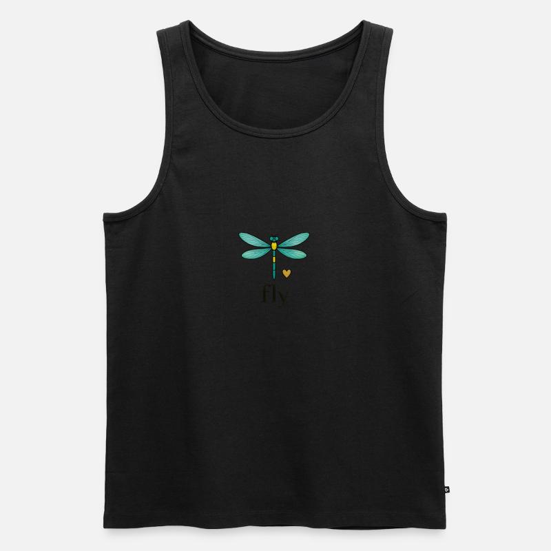 Libelle fly mit Herz - Männer Premium Bio Tank Top - Schwarz