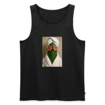 Cucumber Spa Day Gone Wrong - Men's Premium Organic Tank Top - black - Front - AI Model Male 178 light (178cm)