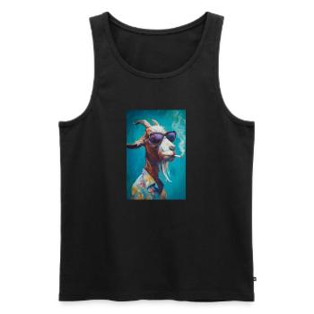 Chill Goat in Shades - Men's Premium Organic Tank Top - black - Front - AI Model Male 178 light (178cm)