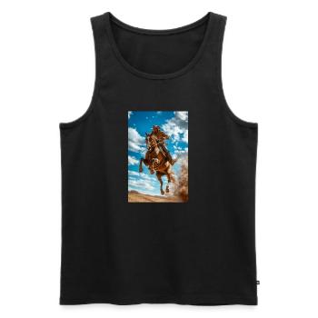 Epic Cowboy Jump - Men's Premium Organic Tank Top - black - Front - AI Model Male 178 light (178cm)