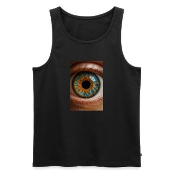Feurige blaue Iris Nahaufnahme - Männer Premium Bio Tank Top - Schwarz - Vorne - AI Model Male 178 light (178cm)