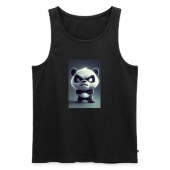 Grumpy Cartoon Panda Mood - Men's Premium Organic Tank Top - black - Front - AI Model Male 178 light (178cm)