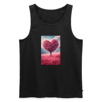 Romantischer Herzbaum in voller Blüte - Männer Premium Bio Tank Top - Schwarz - Vorne - Michal (187cm)