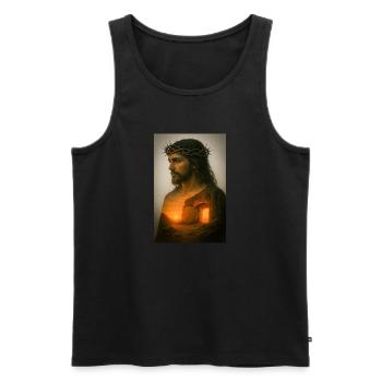 Risen Savior at Dawn - Men's Premium Organic Tank Top - black - Front - Michal (187cm)