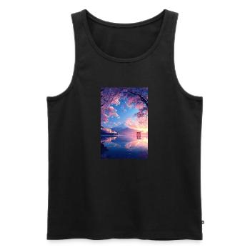 Ruhiger Blick auf den Mount Fuji - Männer Premium Bio Tank Top - Schwarz - Vorne - AI Model Male 178 light (178cm)