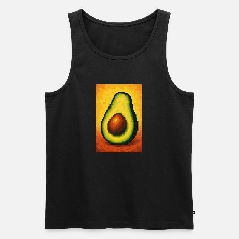 Pixel Avocado Pop - Männer Premium Bio Tank Top - Schwarz