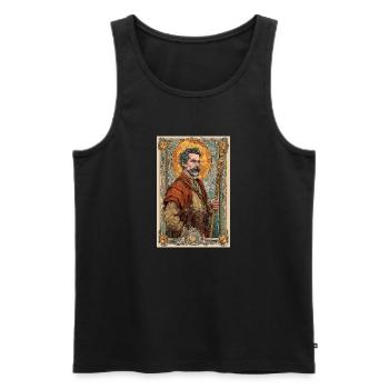 Steampunk Explorer Portrait - Men's Premium Organic Tank Top - black - Front - AI Model Male 178 light (178cm)
