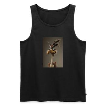 Grumpy Cartoon Bird - Men's Premium Organic Tank Top - black - Front - AI Model Male 178 light (178cm)